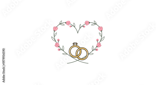 Golden Wedding Rings Heart Shaped.