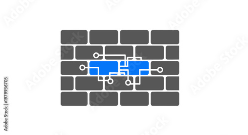 Circuit Board On Brick Wall Background.