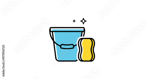 Cleaning bucket with yellow sponge.