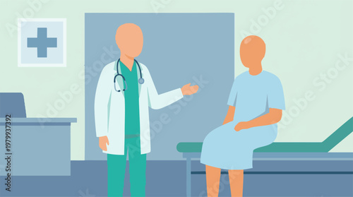 Doctor consulting with a patient in a medical examination room