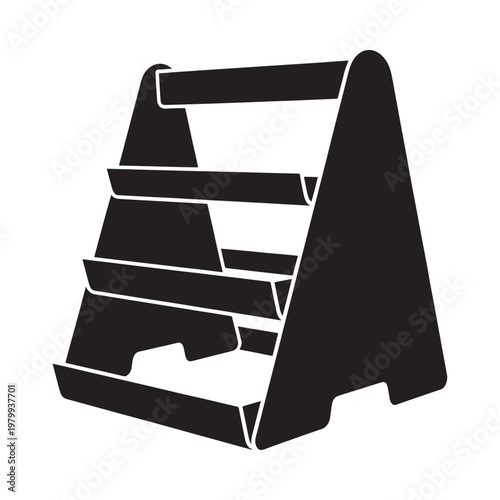 Fotografi Black and white silhouette of a tiered display shelf unit