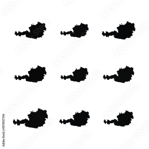 Austria Map Silhouette Collection Design