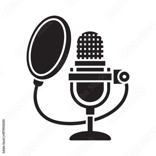 Classic retro microphone icon in a simple black and white style