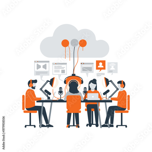 A group of people engaging in virtual reality and online collaboration session