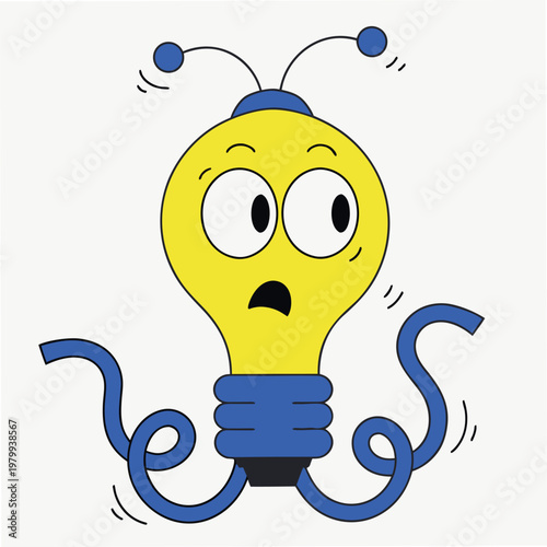 light bulb character with expressive face