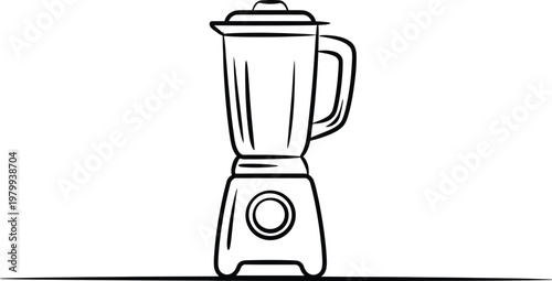 Simple line drawing of a kitchen blender appliance for preparing smoothies and healthy fruit juices