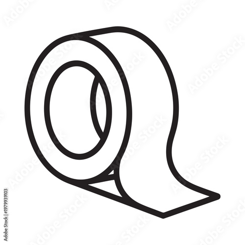 Simple black and white line drawing of a roll of tape