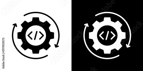 Continuous Icon Set Vector Collection Isolated In Black And White