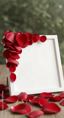 Romantic Frame with Rose Petals for Special Occasions.