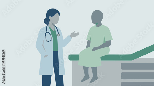 Medical consultation: Doctor explaining to patient in examination room