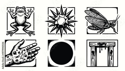 Biblical Exodus Plagues Icons for Passover and Religious Education