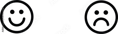 Happy and sad faces representing contrast between positive satisfaction and negative feeling of emotional distress