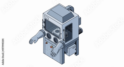 Isometric Industrial Glove Box and Containment Chamber for Laboratory and Manufacturing Safety