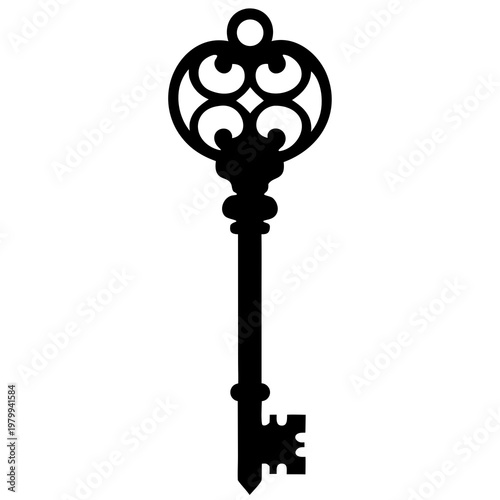 Classic Key With Ornate Handle Silhouette