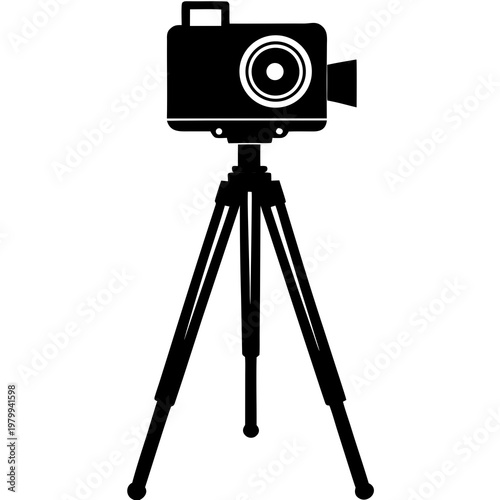 Classic Vintage Camera On Tripod Silhouette