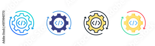 Continuous Icon Set Multiple Style Collection