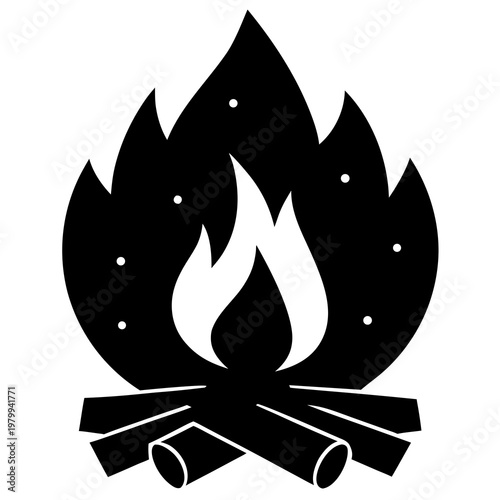 Campfire With Logs Silhouette