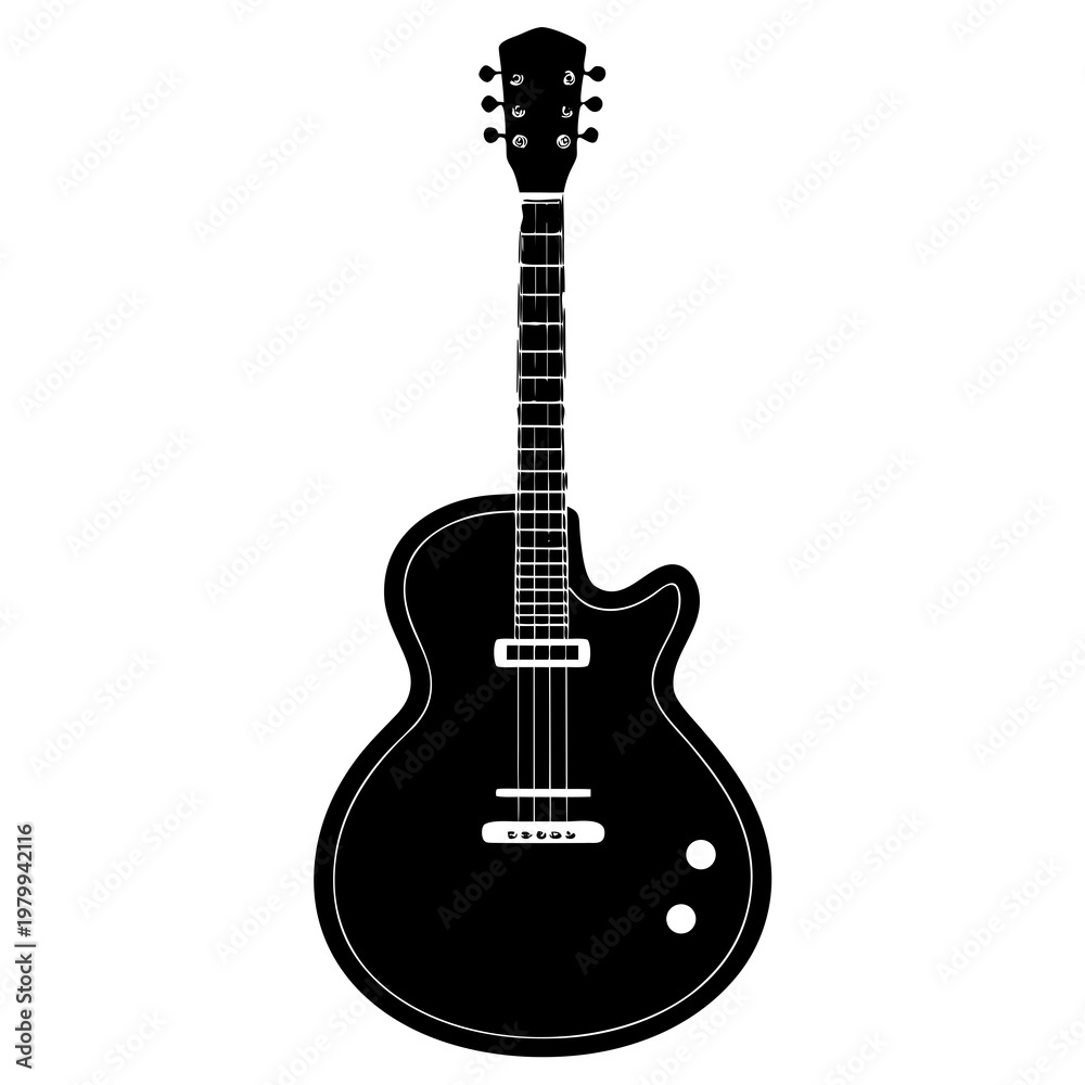 Obraz premium Guitar Front View Silhouette