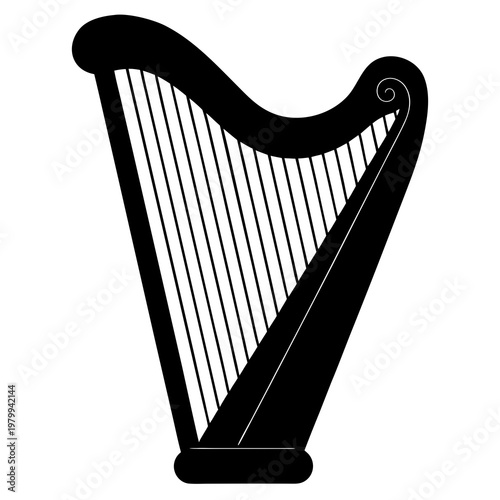 Harp With Strings Silhouette