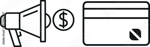 Promoting financial offers a line art illustration of a megaphone and credit card