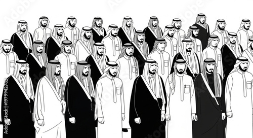 Group of Saudi Arabian men in traditional attire.