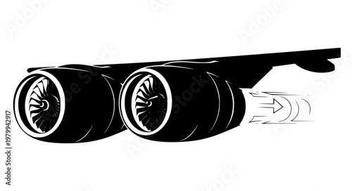 Aviation Engine Vector Icons – Jet Intake, Exhaust & Thrust