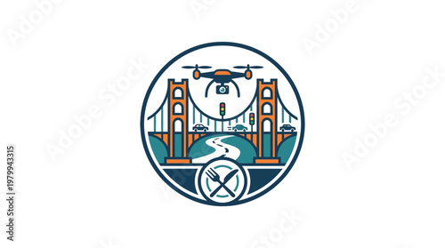 Delivery Drone Over Golden Gate Bridge Icon