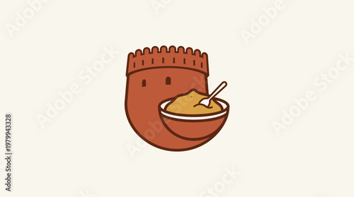 Cartoon Acorn with Bowl of Oatmeal