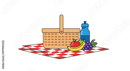 Picnic basket with food and drink.