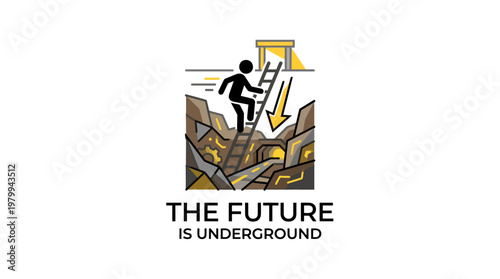 Man Climbing Ladder to Escape Underground