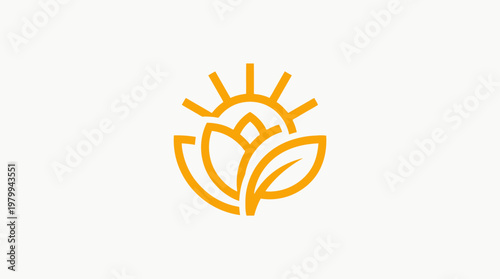 Abstract Floral Logo with Sunburst Nature Icon