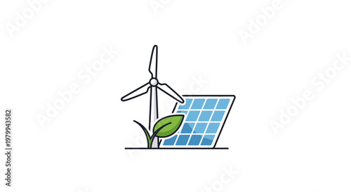 Renewable Energy Solar Panel Wind Turbine.