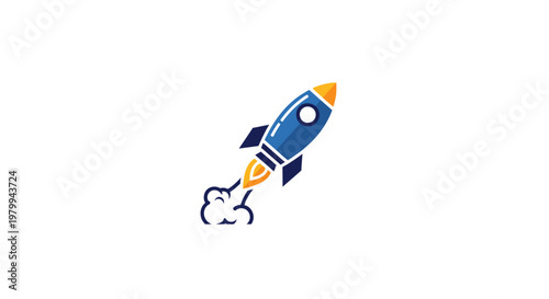 Rocket Ship Blasting Off Into Space.