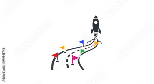 Rocket Ship Blasting Off Into Space.