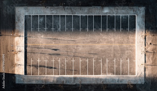Aerial View of an Empty Outdoor Parking Lot with Faint Markings.