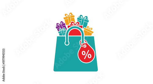 Shopping bag with discount tag.