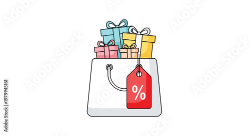 Shopping bag with gift boxes inside.