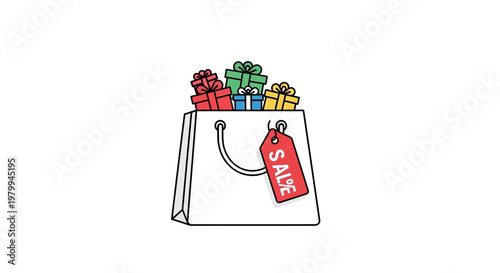 Shopping bag with sale tag.