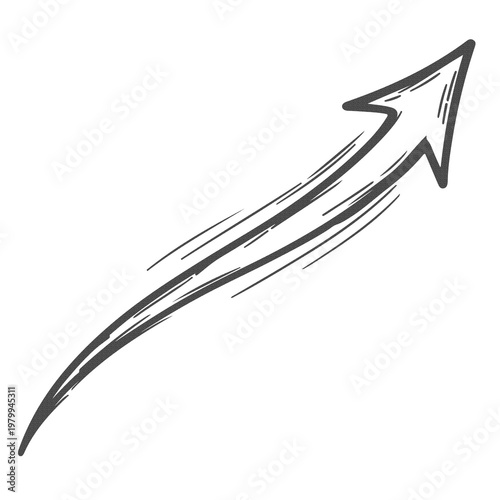 Tableau sur toile Curved Arrow Icon Direction Growth Movement Pointer Sketch Style Minimal Design