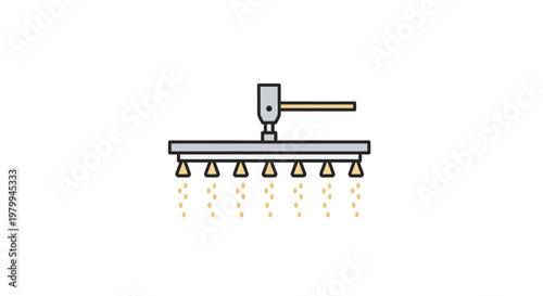 Shower head with water droplets.