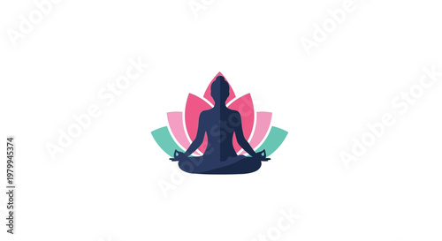 Silhouette of person in meditation.
