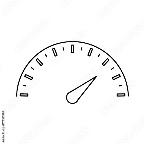Simple outline drawing of a speed meter or gauge with a pointer line art speedometer dial speed indicator speed measure speed control speed limit speed graphic speed icon indicator