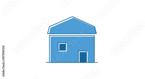 Simple blue house with roof.