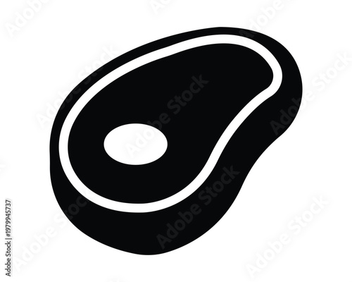 Set of Four Stylized Meat Steak Icons in Black and White Vector Illustration for Culinary Food Industry Concept