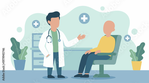 Doctor consulting with a patient in a medical clinic, healthcare concept.