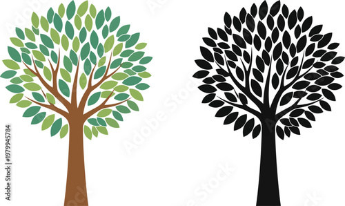 Colorful and black silhouette trees a visual contrast study