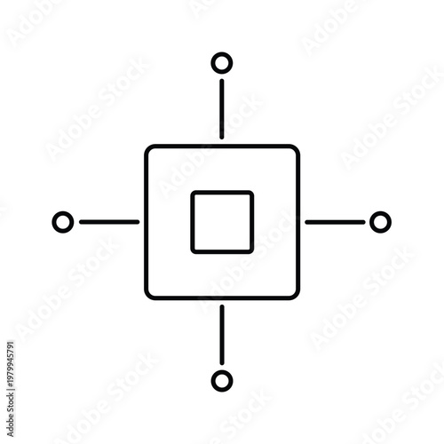 AI Processing Core Icon – Central System Processing Unit Line Icon
