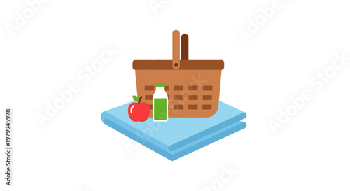 Picnic Basket with Food Items.