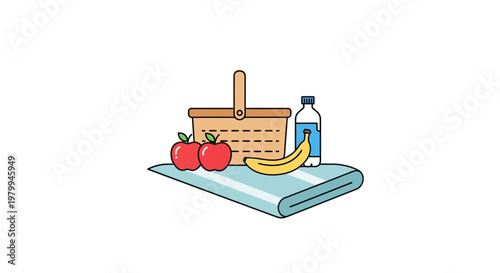 Picnic basket with fresh fruit.