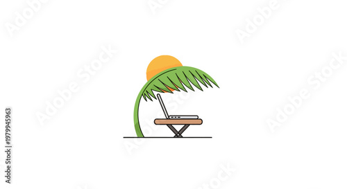 Picnic table under a palm tree.